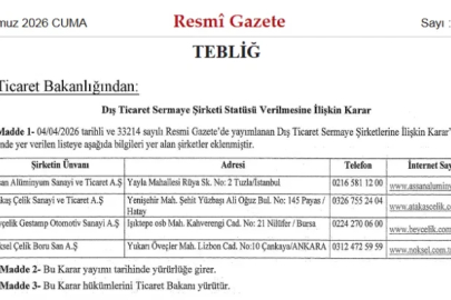 Dış ticaret sermaye şirketi statüsüne 4 yeni firma