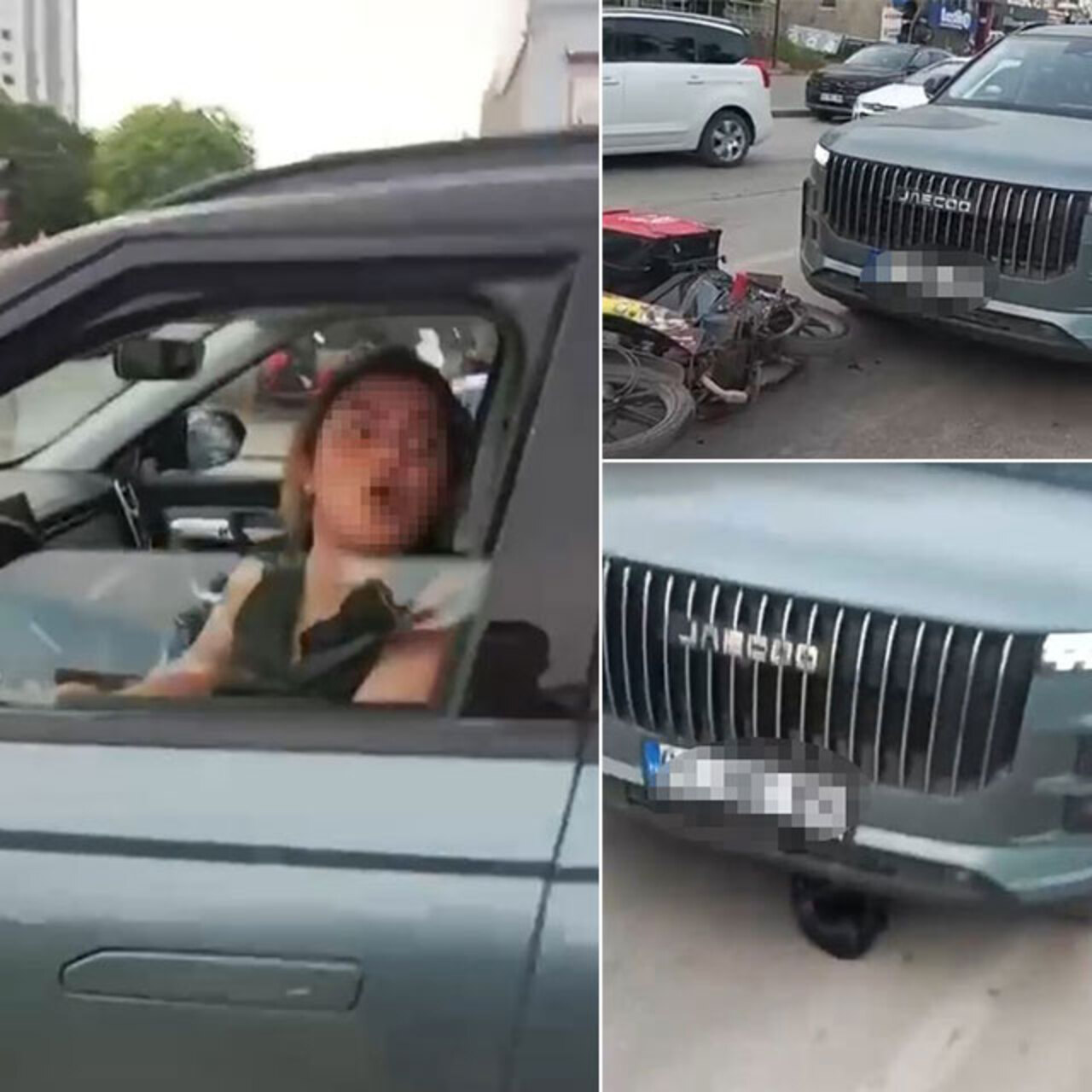 Motosikletli kuryeye çarptı! Kaskını ezip gitti!