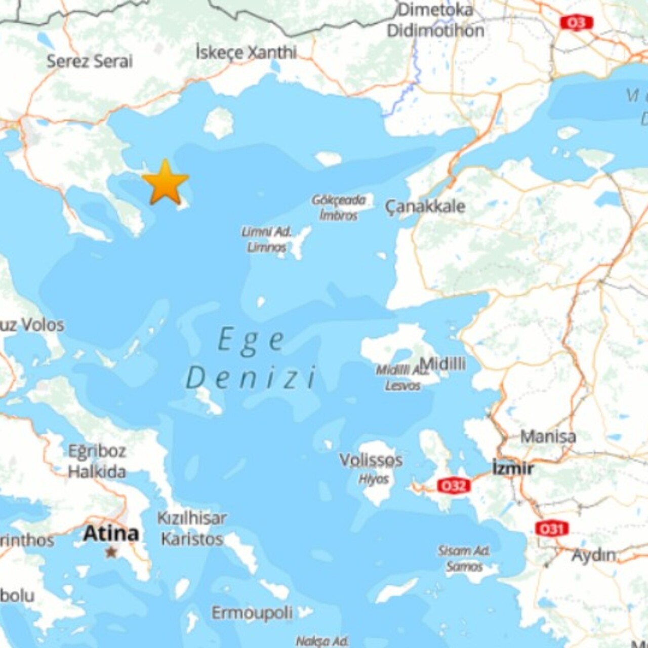 Gökçeada açıklarında 5.2 büyüklüğünde deprem